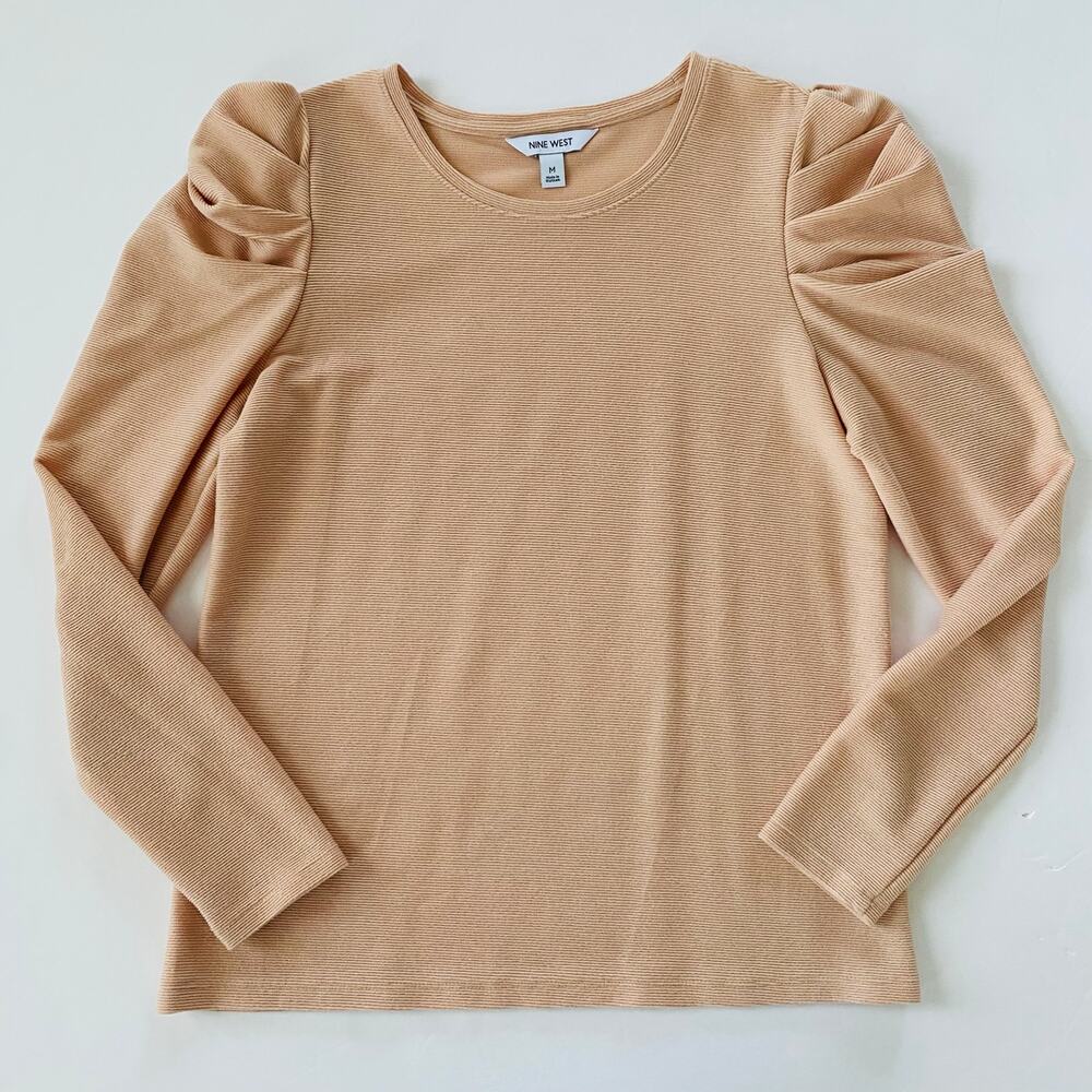 Nine West | Ribbed Knit Top wit Gathered Shoulders GUC M